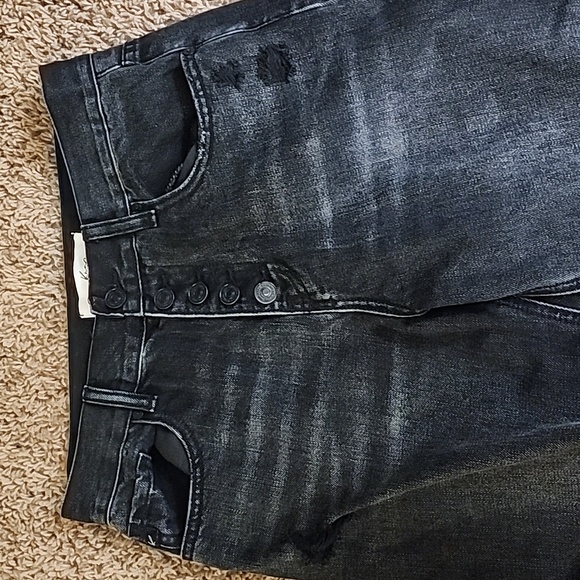 Kancan high rise Charcoal black Wash High Rise Torn Straight Jeans 90s 7 27 NWOT - Picture 12 of 16